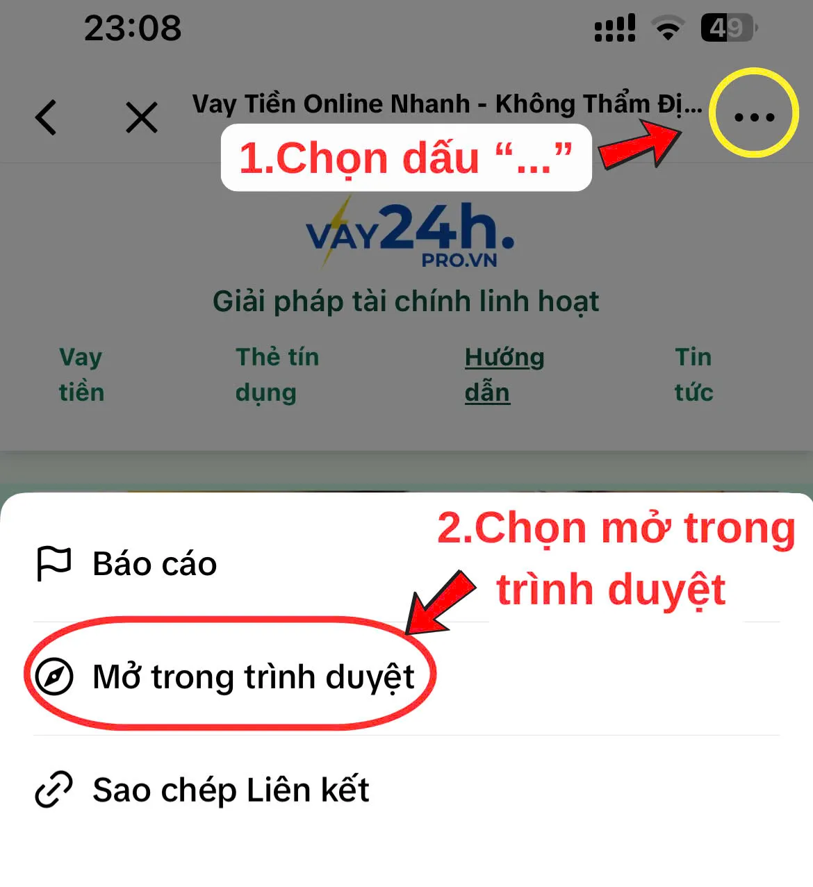 Hướng dẫn mở liên kết trong trình duyệt từ ứng dụng Zalo, TikTok